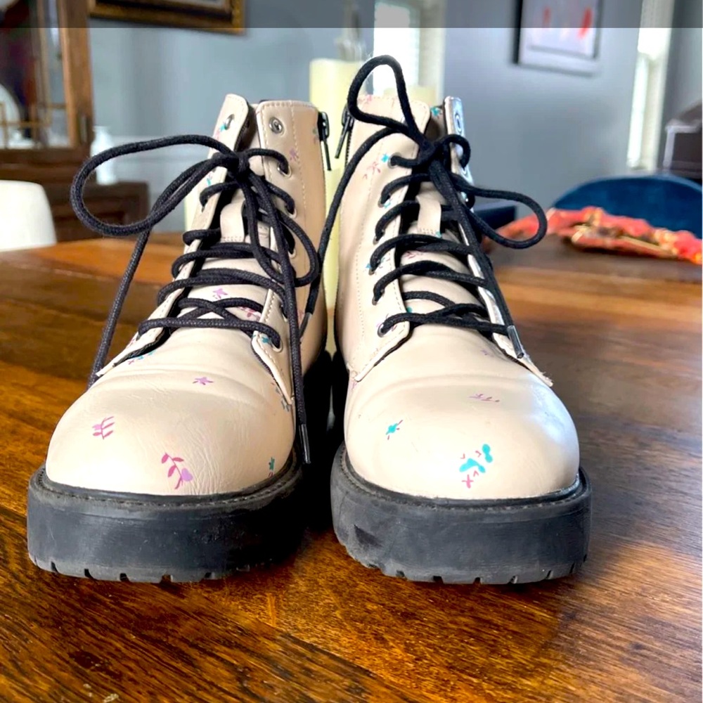 Zara Flower Combat Boots size 37